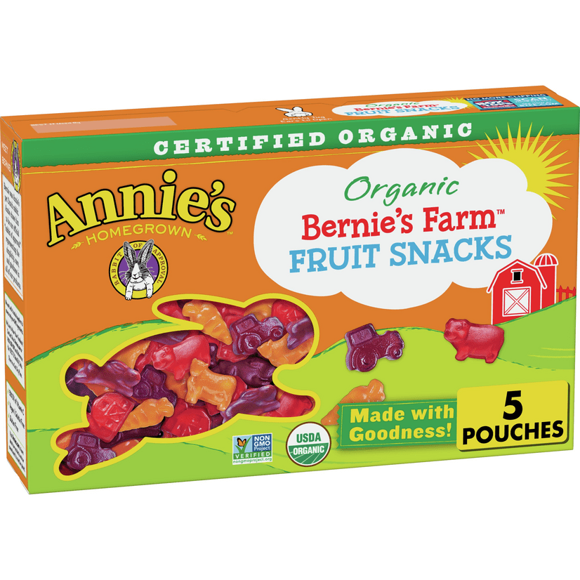 Annie's Organic Bernie's Farm Fruit Snacks, Gluten Free, 5 ct, 4 oz