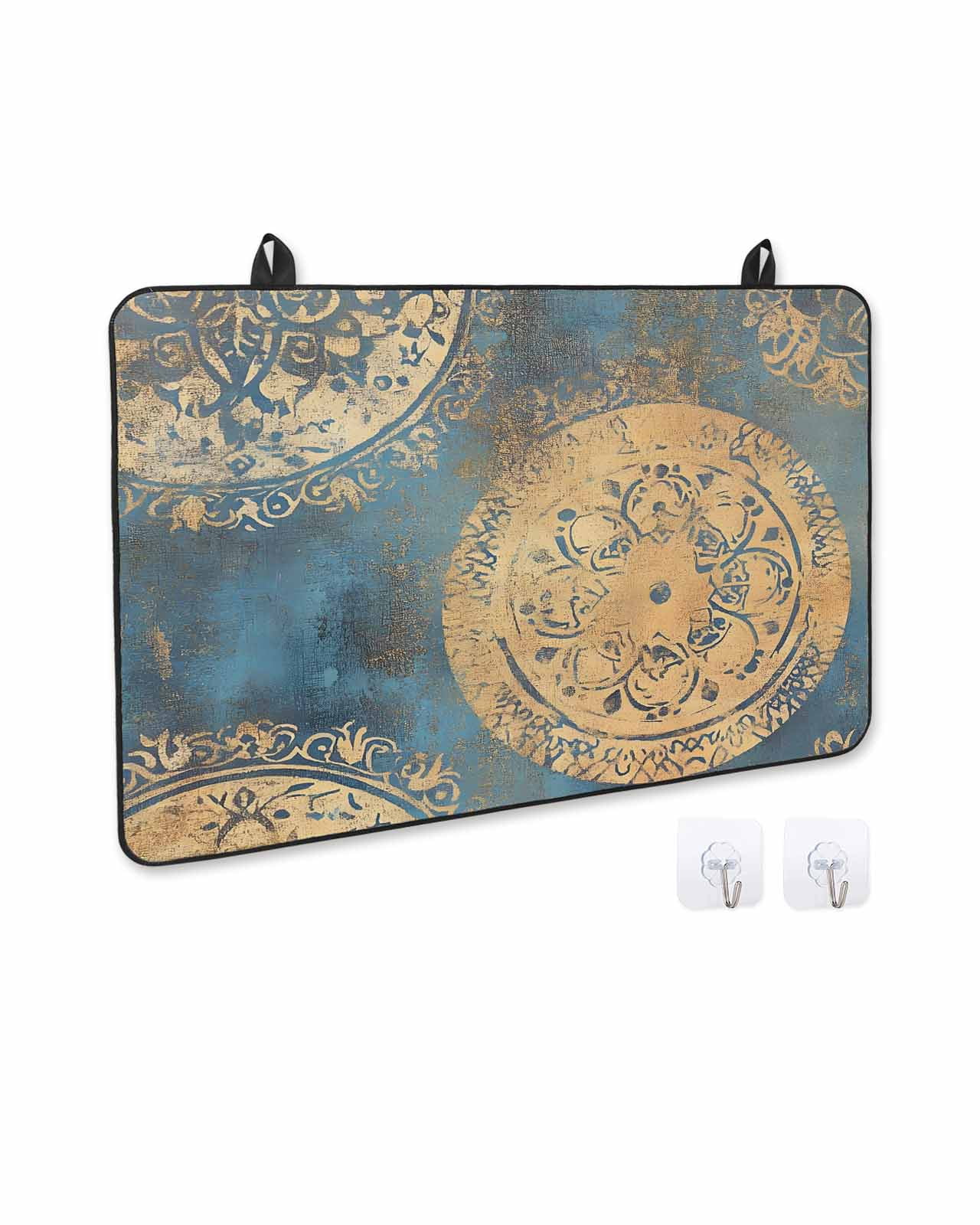 nqOlkjepod Large Induction Cooktop Protector Mat 36"x21", Yellow Blue Abstract Stove Top Covers for Electric Stove, Smear Artwork Decorative Stove Burner Cover Mats, Glass Top Stove Cover