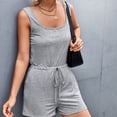 thumbnail image 5 of Womens Jumpsuits Casual Sleeveless Drawstring Solid Color V-Neck Tank Tops Shorts Romper Ladies One Piece Summer Outfits, 5 of 8