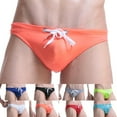 thumbnail image 6 of Men Solid Color Drawstring Low Waist Bikini Briefs Swimwear Swimming Trunk, 6 of 9
