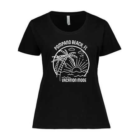 Inktastic Summer Vacation Mode Pompano Beach Florida Women's Plus Size T-Shirt