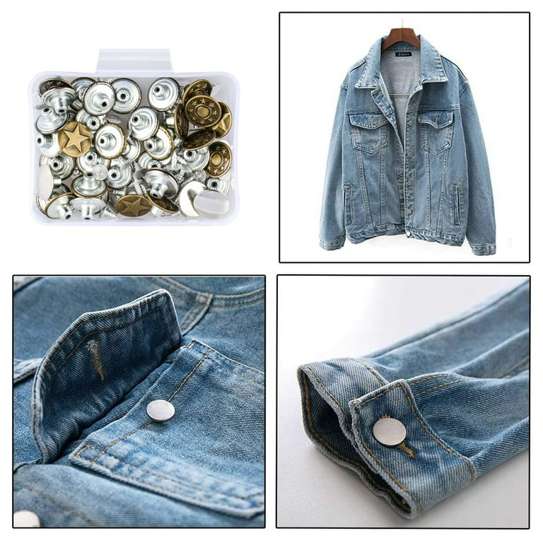 Hestya 40 Sets Jeans Buttons Metal Button Snap Buttons Replacement Kit with  Rivets and Plastic Storage Box (Bronze)