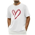 thumbnail image 1 of Tops para hombre, blusas y camisas de cuello redondo y manga corta para hombre. Camiseta/camisa informal de cuello redondo y manga corta con estampado de corazones para hombre. Tops de poliéster para, 1 of 4