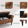 thumbnail image 3 of Dycanpo 50in Storage Bench with Arms, Faux Leather Upholstered Ottoman Bench for Bedroom, Brown, 3 of 7