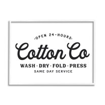 Stupell Industries 24 Hour Cotton Co. Laundry Sign Same Day Service, 11 x 14, Designed by Lettered and Lined
