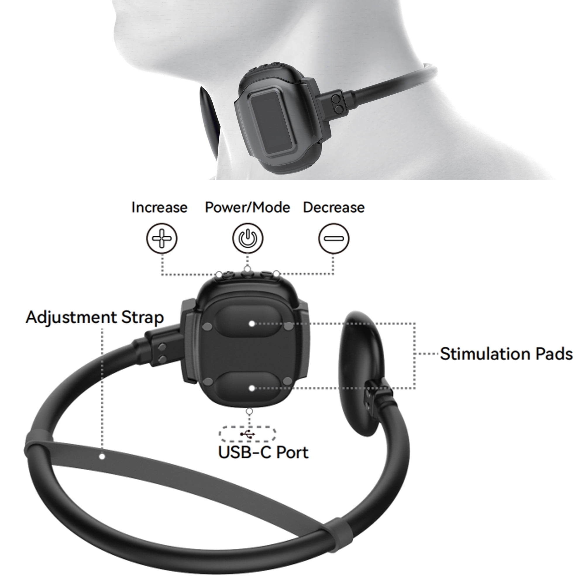 Vagus Nerve Neck Massage Stimulation Device, Wearable Relaxation tVNS Stimulator, VNTune Fit