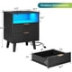 thumbnail image 3 of YEXJA Nightstand Set of 2 with Charging Station, LED Nightstand with 2 Drawers and Open Storage Cubby, Modern Bedside Table with LED Lights & Metal Handle for Bedroom Natural Oak, 3 of 8
