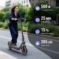 thumbnail image 2 of EggKing 500W Electric Scooter for Adults,10" Solid Tire,500W Powerful Motor & 25MPH Top Speed,28 Miles Long Range,Folding E Scooter with Dual Shock Absorption,Dual Braking,App Red, 2 of 7