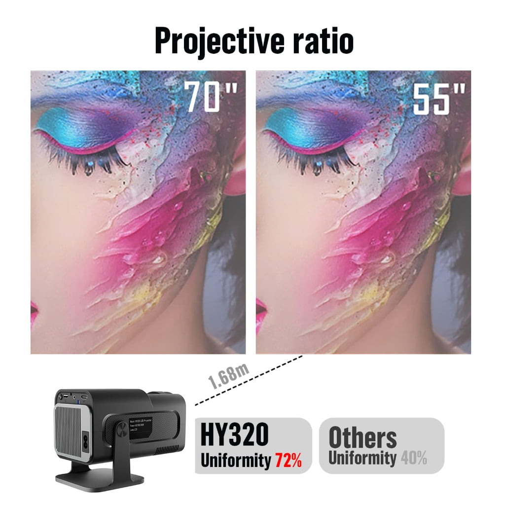 4K Projector 4K 1080P Home Cinema Projector 180 Degree Rotatable Projector 8000K Bluetooth-compatible 5.0