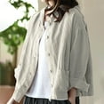 thumbnail image 4 of aidice Cotton Linen Cardigans for Women Lightweight Casual Hooded Button up Loose Long Sleeve Jackets, 4 of 4