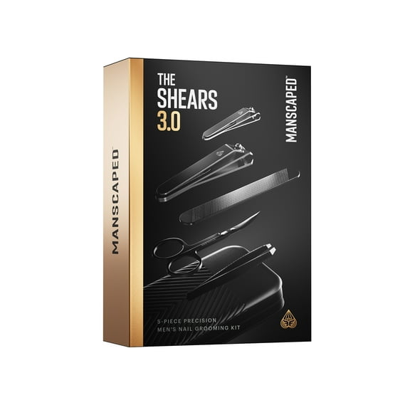MANSCAPED® Shears 3.0, 5-Piece Precision Men’s Nail Grooming Travel Kit, Stainless Steel Manicure Set