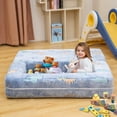 thumbnail image 5 of Baxluxe Velvet Kids Couch Sofa Chairs, Glow in The Dark Folding Toddler Modular Sofa, Luminous Convertible Baby Play Lounger Chairs, Kids Play Sofa Couch for Bedroom, Playroom, Blue, 5 of 9