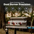 thumbnail image 3 of GasOne 2 Burner Flat Top Gas Grill with Lid – Auto Ignition Propane – Premium Stainless Steel Body Tabletop with Pre Season Griddle – Oil Drip Tray – for RV, Camping, 3 of 8