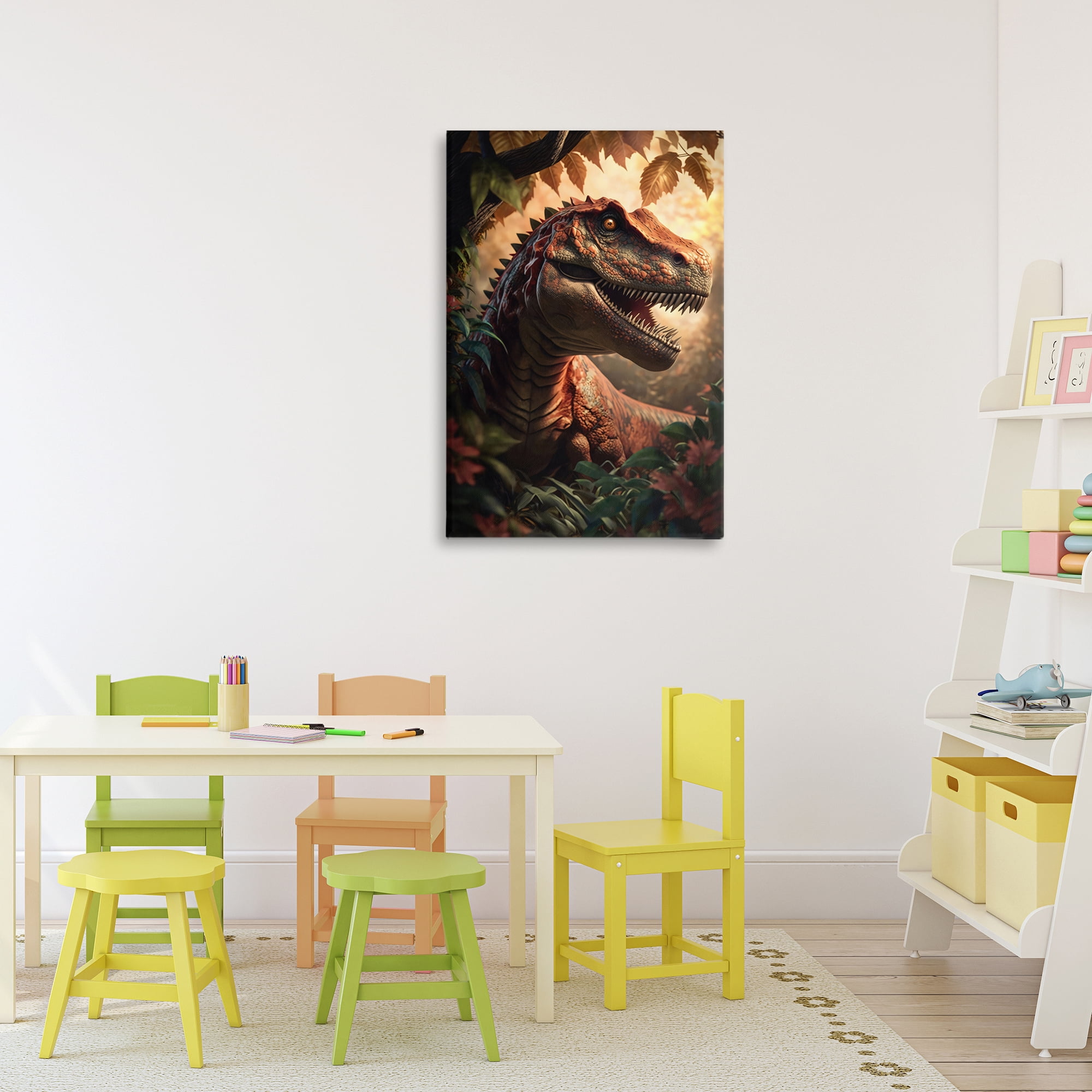 Stupell Industries Jungle Raptor with Ancient Foliage Canvas Wall Art, design by Creative Studio