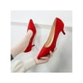 Gomelly Low Heel Dress Shoes for Women Work Comfortable Heels Pumps Wedding Wide Width Shoes Red