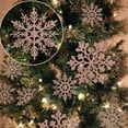 thumbnail image 4 of 36 Pack Plastic Rose Gold Snowflake Ornaments , Hanging Decorations For Winter Christmas Tree, 4 of 5