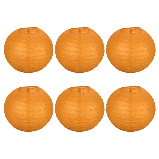 Uxcell 10 Inch Folding Hanging Wedding Home Party Paper Lanterns Orange 6 Pack