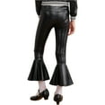 thumbnail image 6 of YONGHS Kids Girls Shiny Dance Trousers Ruffle Hem Bell-bottom Jazz High Waist Long Pants Black 6, 6 of 7