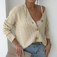 thumbnail image 2 of Vedolay Women's Cardigans Fashion Autumn Lapel Button Knit Sweater Women's Sweater Beige,XL, 2 of 5