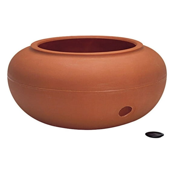 21" Plastic Garden Hose Pot 21"x21"x9.38" Holds Hoses 75-100 ft in Clay Color