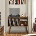 thumbnail image 3 of Vinyl Player Stand with Charging Station, Accommodates 220 LPs, Retro Record Storage Unit with Detachable Racks, Adjustable Height LP Player Desk for Lounge, Sleeping Quarters, Brown, 3 of 8