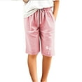 thumbnail image 4 of ZACPNCV Girls Casual Bermuda Shorts Kids Knee Length High Waisted Summer Shorts Comfy Drawstring Short Pants with Pockets Pink 12-13 Years, 4 of 6