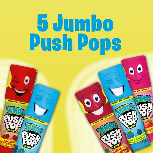 Jumbo Push Pop Lollipops, Gluten-Free, Assorted, 5ct, 5.3oz