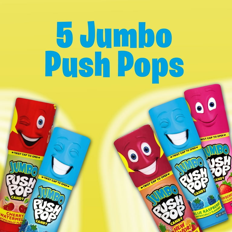 Push Pop Jumbo Lollipop Assorted Flavors 5.3 oz Candy Sucker Pack