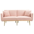thumbnail image 2 of Luccalily Accent Bed Sofa,Velvet Leisure Sleeper Comfy Sofa Couch with 2 Throw Pillow, Accent Sofa Recliner,with 5 Rose Golden Metal Legs,Mid-Century Modern Velvet loveseat Sofa for Living Room, 2 of 14