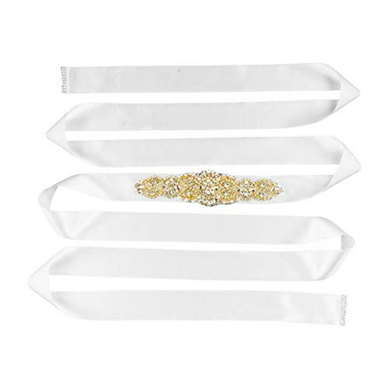 Wedding Dress Belt - Bridal Belt for Women Wedding Gown - Bridal Rhinestone Belts for Dresses by Mandala Crafts Rhinestone Faux Pearl Gold White Wedding Dress Belt - Bridal Belt for Women Wedding Gown - Bridal Rhinestone Belts for Dresses by Mandala Crafts Rhinestone Faux Pearl Gold White