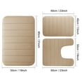 thumbnail image 4 of 3 Piece Memory Foam Bath Mat Set with U-Shaped Toilet Mat Bathroom Rugs Soft Comfortable Water Absorption Bath Carpet Non-Slip Thick Machine Washable for Kitchen/Living Room(Beige), 4 of 8