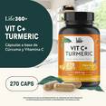 thumbnail image 4 of VITAMINA C Life360+ con Cúrcuma 270 cápsulas Suplemento Alimenticio, 4 of 7
