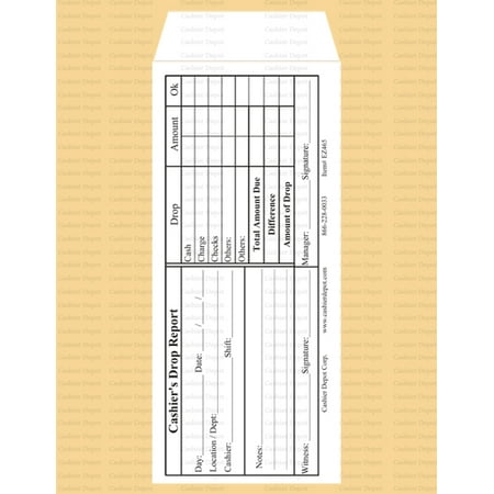 cashier depot ez465 cashier s drop report envelope heavy cashier envelopes