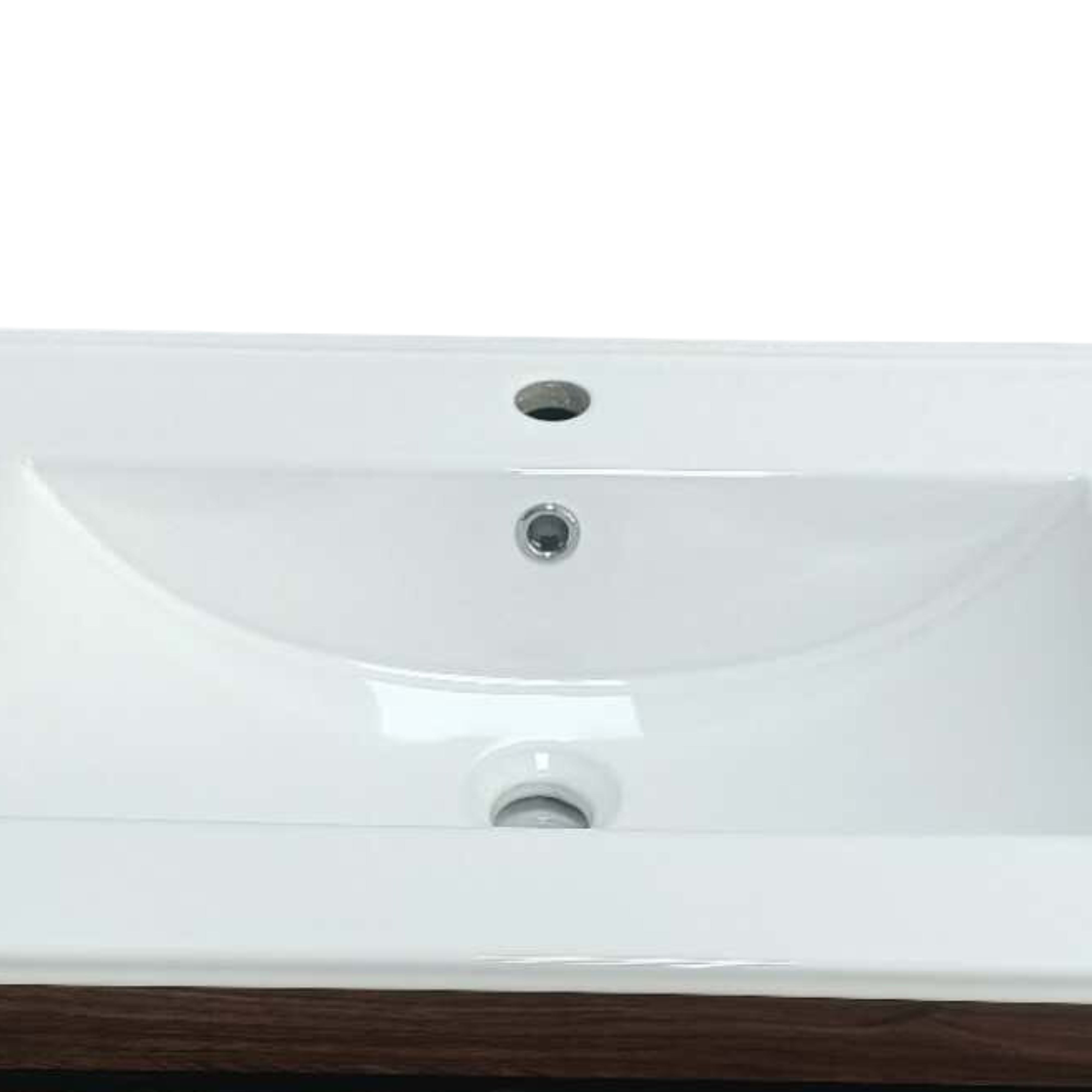 Teamson Home Ellery 36" Single Bathroom Vanity Integrated Square Sink and Two Drawers, Walnut