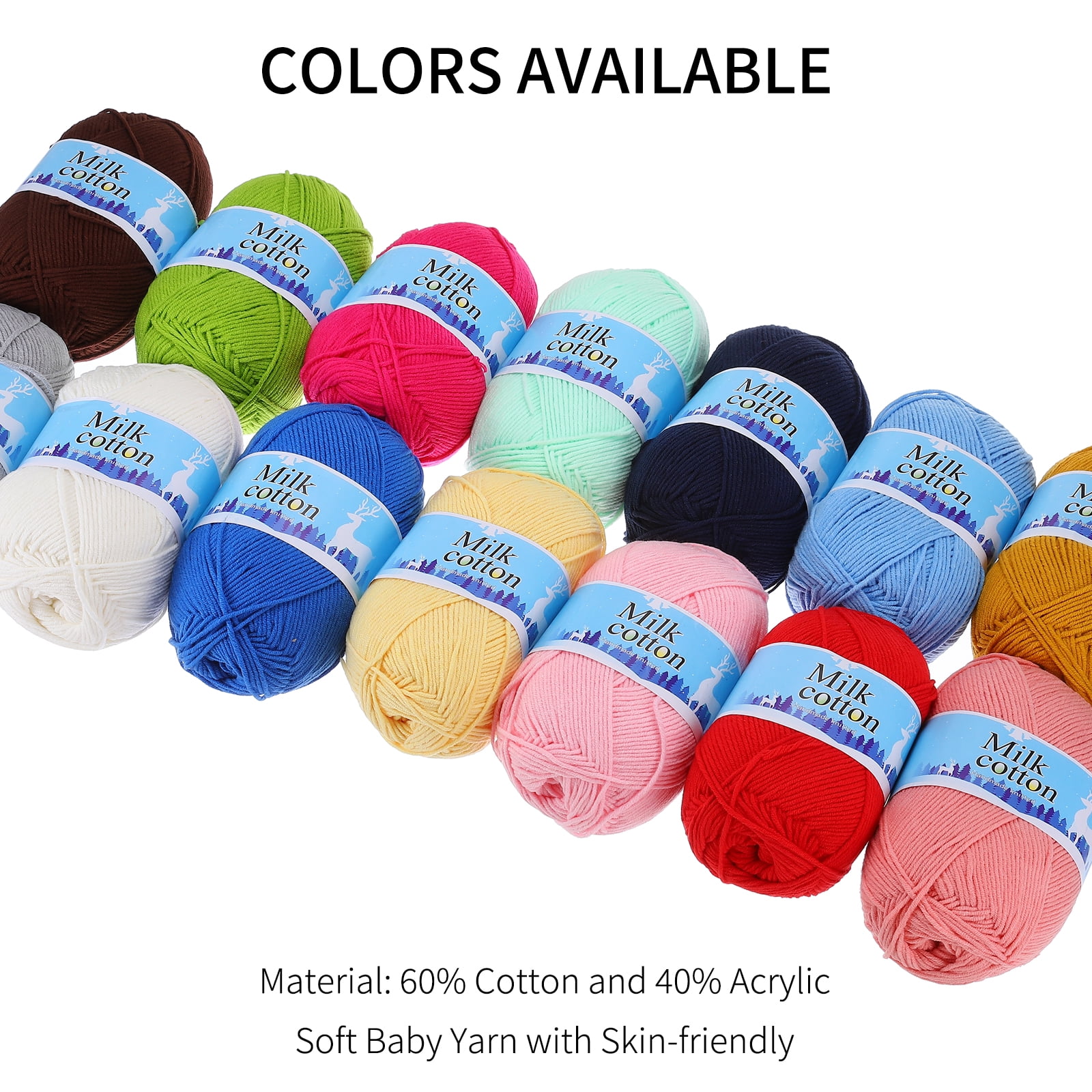 Uxcell 60% Cotton and 40% Acrylic Knitting Yarn-3 Skeins/3×252yard/3×4.23oz/Light Beige