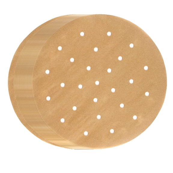 Air Fryer Parchment Paper Liners (7in), 50pc Non-Stick Heat-Resistant Disposable Liners with Perforations for Air Fryer, Baking & Steaming