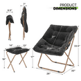 thumbnail image 2 of Magshion Set of 2 Saucer Chair with Ottoman, Faux Fur Folding Chair and Footrest Set with Metal Frame, Foldable Lounge Chair and Foot Stool Set, Black, 2 of 11