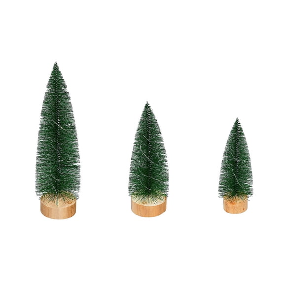 Evergreen Beautiful Green Color Changing LED Bottlebrush Trees Table Top Decor, Set of 3 - 4 x 4 x 11 inches