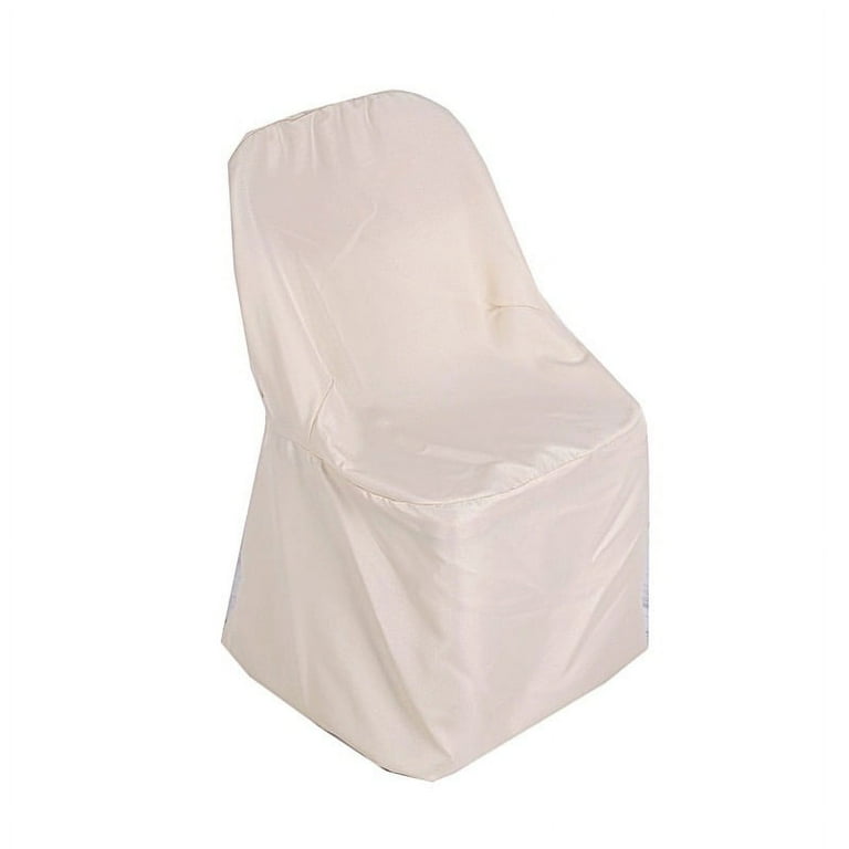 BalsaCircle 50 Beige Solid Polyester Folding Chair Covers