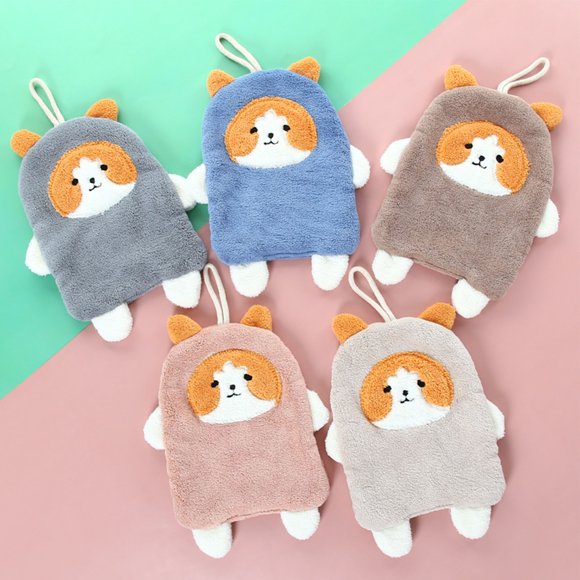 Toalla de limpieza BuyWeek estampado de perro toalla absorbente de coral