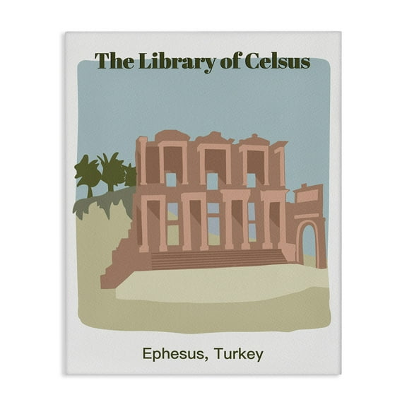 Stupell Industries Library Of Celcus Architecture Town & City Painting Gallery Wrapped Canvas Art Print Wall Art, 16 x 20