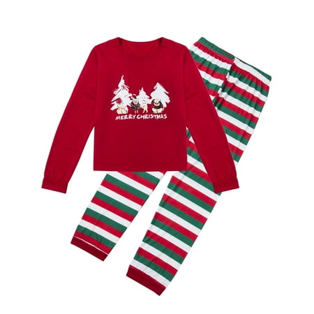 

Dewadbow Family Christmas Pajamas Set Stripe Print Pyjamas Xmas Sleepwear Size Baby Kids Adult