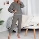 thumbnail image 5 of Puntoco Mujer Casual Terciopelo Sólido Con Capucha Cordón Manga Larga Sudadera Tops Y Pantalones Largos Conjunto Trajes Liquidación Puntoco Puntoco-6051, 5 of 8