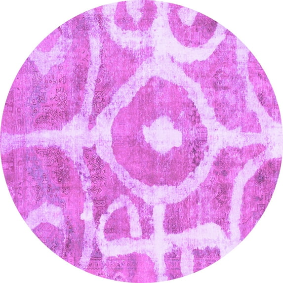 Ahgly Company Indoor Round Abstract Purple Modern Area Rugs, 4' Round