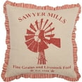 thumbnail image 5 of VHC Brands Farmhouse Sawyer Mill Chambray Windmill Square Pillow, Red 18x18, 5 of 5
