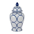 thumbnail image 6 of Decorative Ceramic Temple Jar for Living Room Decor - Stylish Home Accent for Bedroom, Office, and Table Centerpiece - Modern Flower Vase for House, Entryway, or Kitchen Styling - 19", Blue & White, 6 of 12