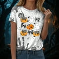 thumbnail image 5 of YDFCWXW Women's Halloween Graphic Short Sleeve T-Shirt - Cute & Spooky Printed Casual Tee for Parties Grey, XXL, 5 of 7