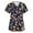 A012_Black, variant on LHVUOA Women's Working Uniform Nursing Uniform Scrubs Top Floral Print Scrub Tops Short Sleeve V-neck Blouse Tee with Pockets