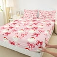 thumbnail image 3 of Manfei Red Bowtie Ribbon Twin Bed Sets,Cute Santa Claus Fitted Sheets,Merry Xmas Candy Flat Sheet For Girl,Microfiber Bedroom Decor,3pcs, 3 of 7