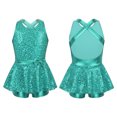 thumbnail image 3 of Traje de ballet para niñas, leotardo de gimnasia con lentejuelas y cuello halter, vestido de tutú, faldas de práctica de danza contemporánea, vestido de baile con tutú de bailarina, 3 of 5